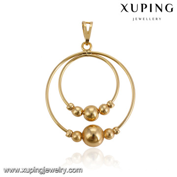 32803 Xuping popular seed beads jewelry, ancient double gold hoop pendant for free sample